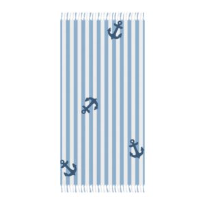 Stylish Beach Towel - Boho Stripe Anchor Design, Summer Essential, Poolside Accessory, Nautical Decor, Travel Companion
