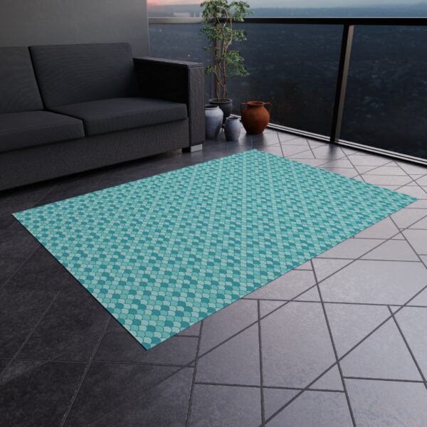 Teal Mosaic Pattern Patio Mat - Image 5