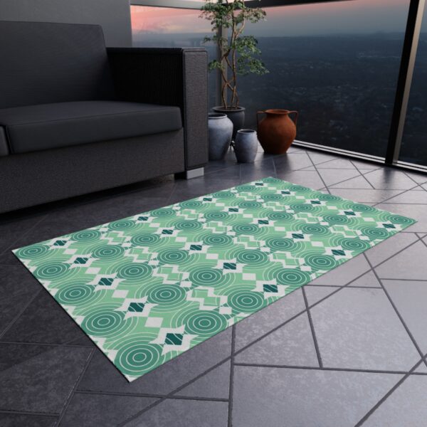 Teal Geometric Mosaic Outdoor Rug - Image 3