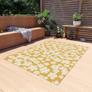 Mustard Yellow Daisy Outdoor Rug