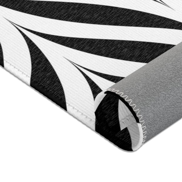 Black and White Op Art Waves Outdoor Rug - Image 4