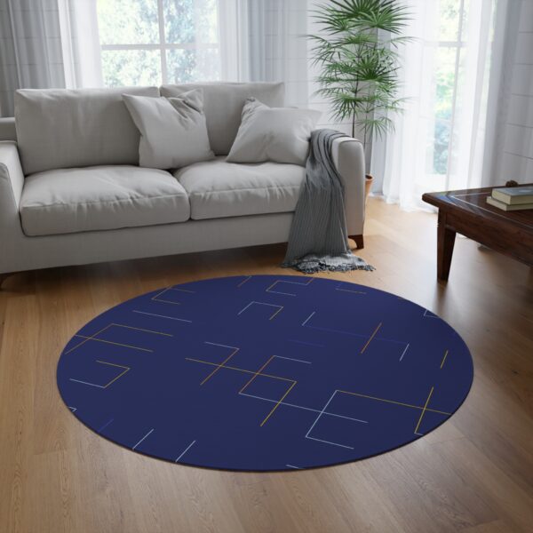 Rich Blue Solid Round Rug - Image 2