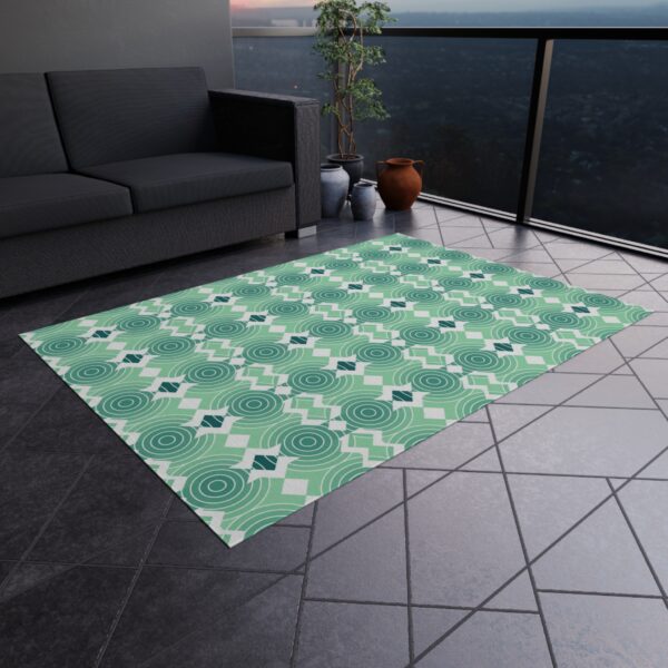 Teal Geometric Mosaic Outdoor Rug - Image 5