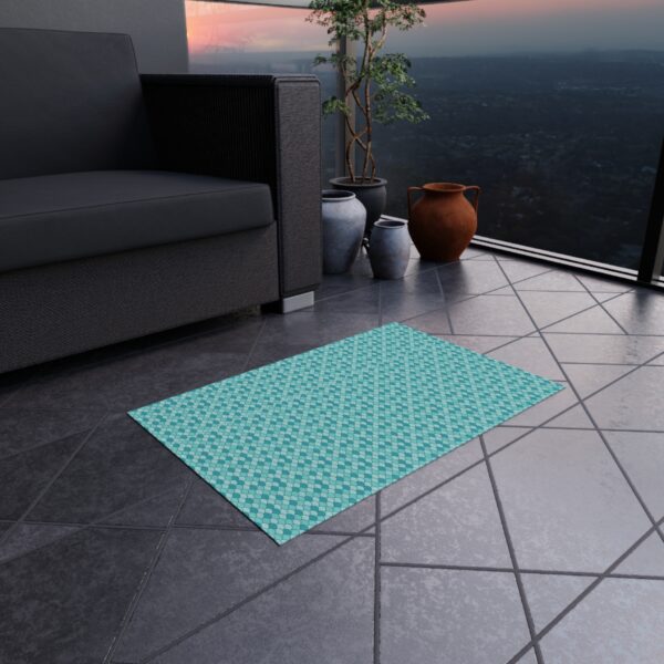 Teal Mosaic Pattern Patio Mat - Image 2