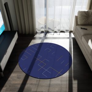 Rich Blue Solid Round Rug