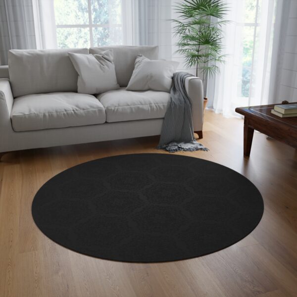 Sleek Black Round Accent Rug - Image 2