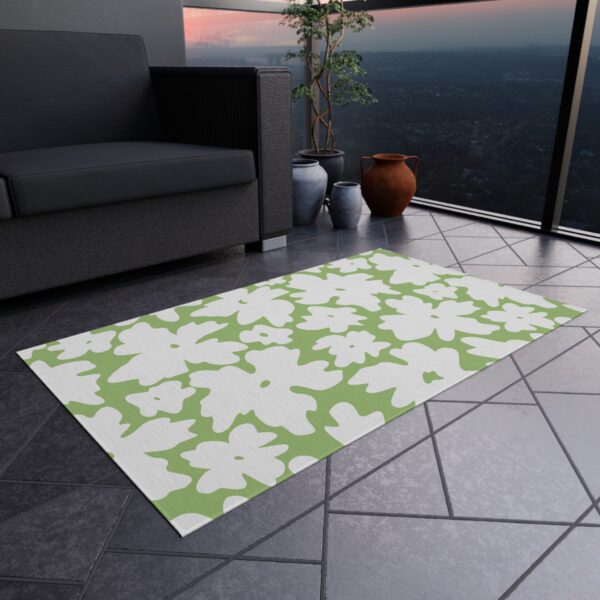 Lime Green Floral Silhouette Outdoor Rug - Image 3