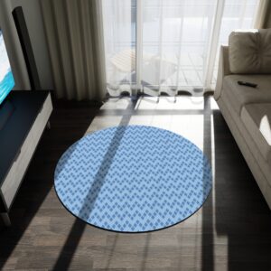 Modern Zigzag Blue Round Rug