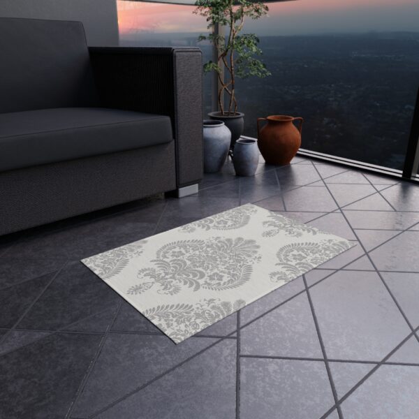 Grey Damask Outdoor Rug - Image 2