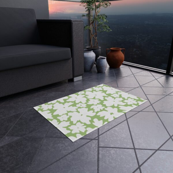 Lime Green Floral Silhouette Outdoor Rug - Image 2