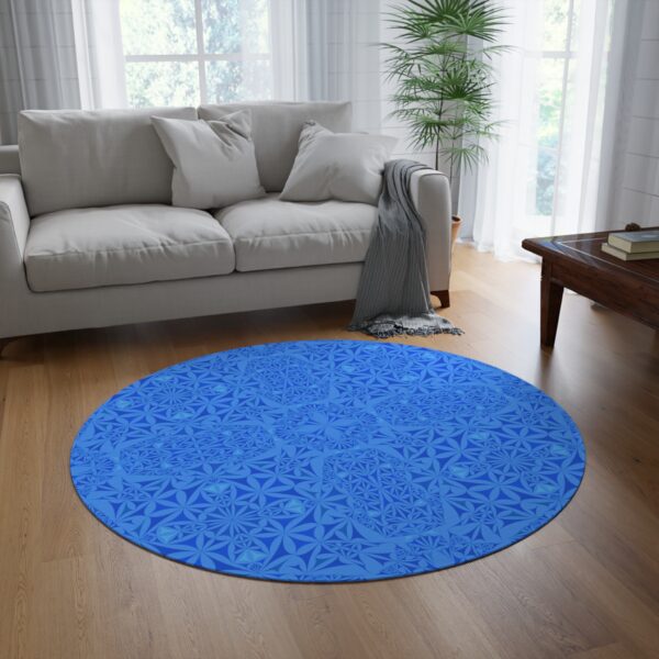 Elegant Royal Blue Round Rug - Image 2