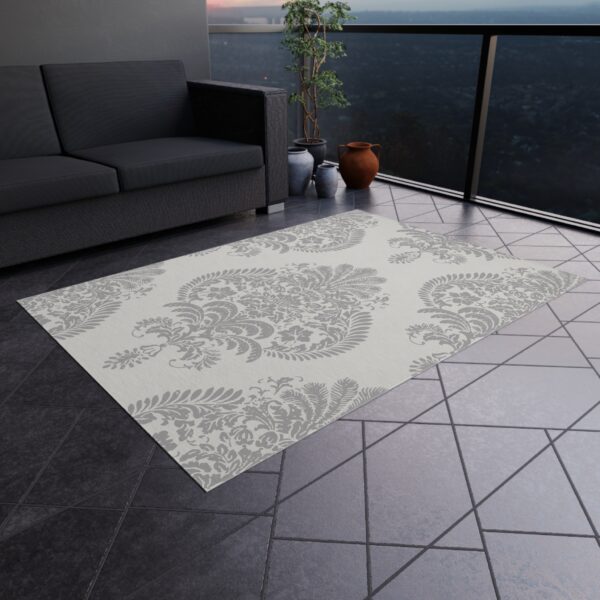 Grey Damask Outdoor Rug - Image 5