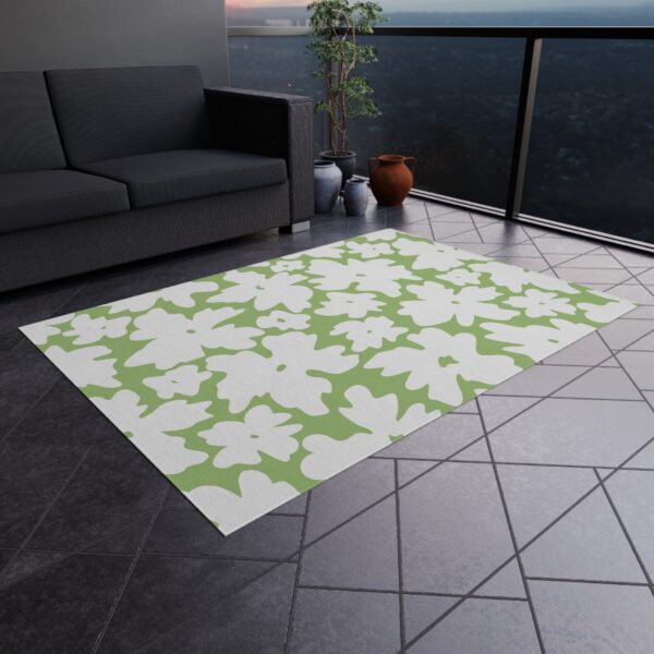 Lime Green Floral Silhouette Outdoor Rug - Image 5