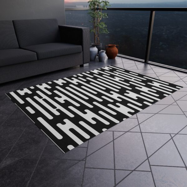 Black and White Capsule Pattern Outdoor Rug - Image 2