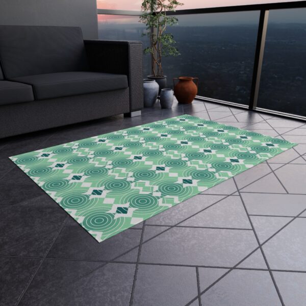 Teal Geometric Mosaic Outdoor Rug - Image 4