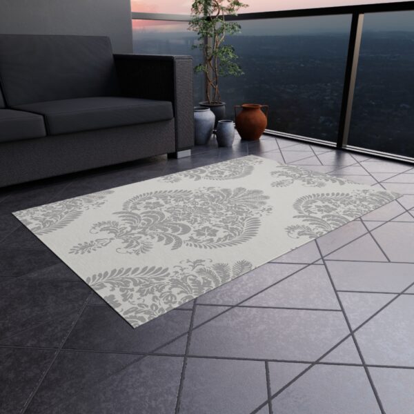 Grey Damask Outdoor Rug - Image 4