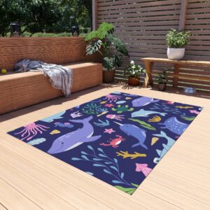 Whimsical Ocean Life Patio Mat