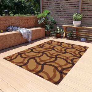 Brown Waves Outdoor Rug