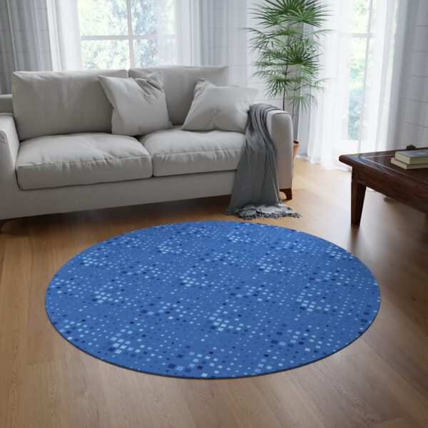 Cerulean Blue Motif Round Rug - Image 2
