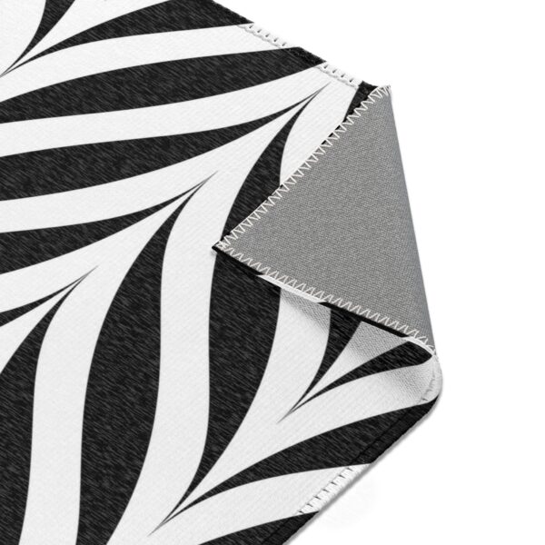 Black and White Op Art Waves Outdoor Rug - Image 3