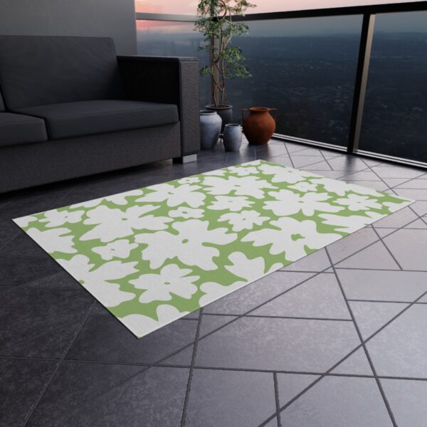 Lime Green Floral Silhouette Outdoor Rug - Image 4