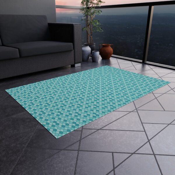 Teal Mosaic Pattern Patio Mat - Image 4