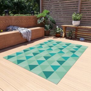 Aqua Geometric Outdoor Area Rug