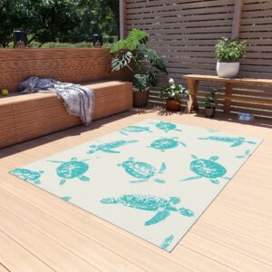 Coastal Turtle Print Patio Mat
