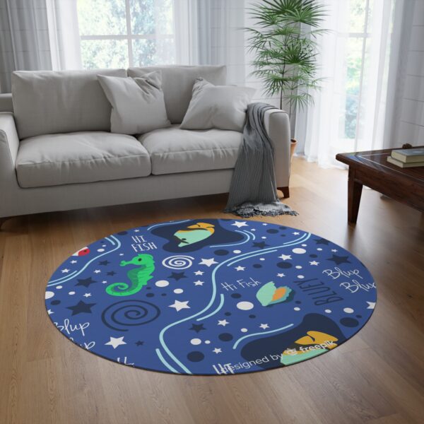 Whimsical Seahorse Round Rug - Image 2