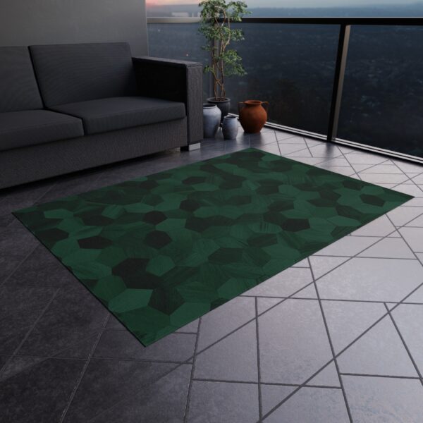Forest Green Geometric Outdoor Rug - Image 3