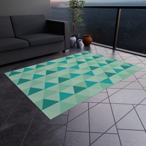 Aqua Geometric Outdoor Area Rug - Image 3