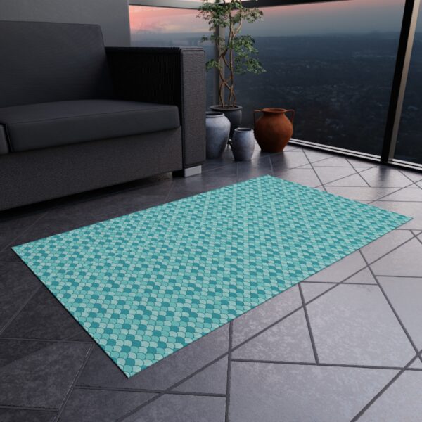 Teal Mosaic Pattern Patio Mat - Image 3