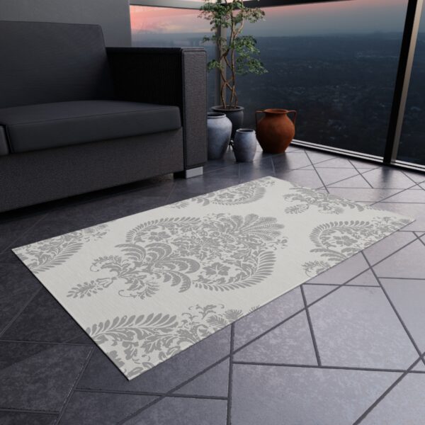 Grey Damask Outdoor Rug - Image 3