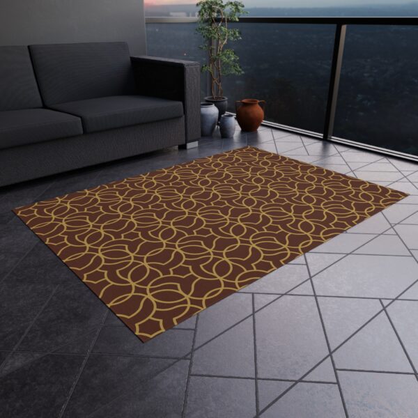 Elegant Brown and Gold Outdoor Carpet - Image 2