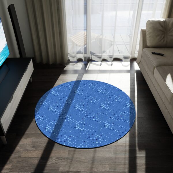Cerulean Blue Motif Round Rug