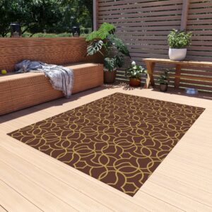 Elegant Brown and Gold Outdoor Carpet