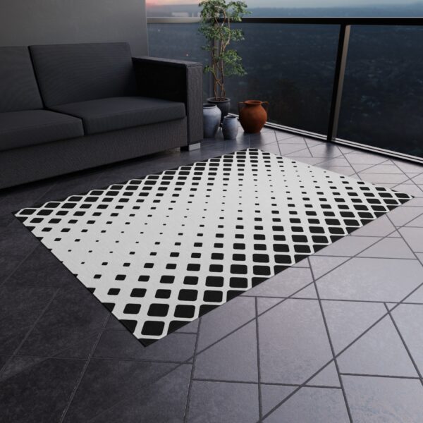 Black and White Gradated Squares Outdoor Rug - Image 2
