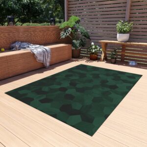 Forest Green Geometric Outdoor Rug