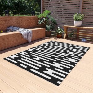 Black and White Capsule Pattern Outdoor Rug