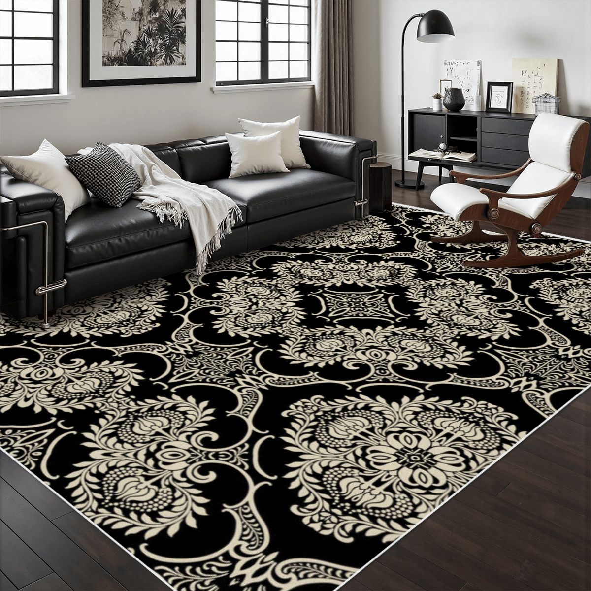Elegant Damask Pattern Rug