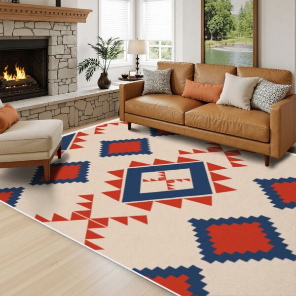 Red and Blue Tribal Rug - Image 4