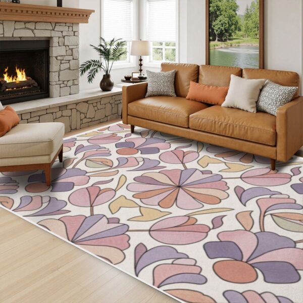 Multi-Colored Floral Pattern Rug - Image 4