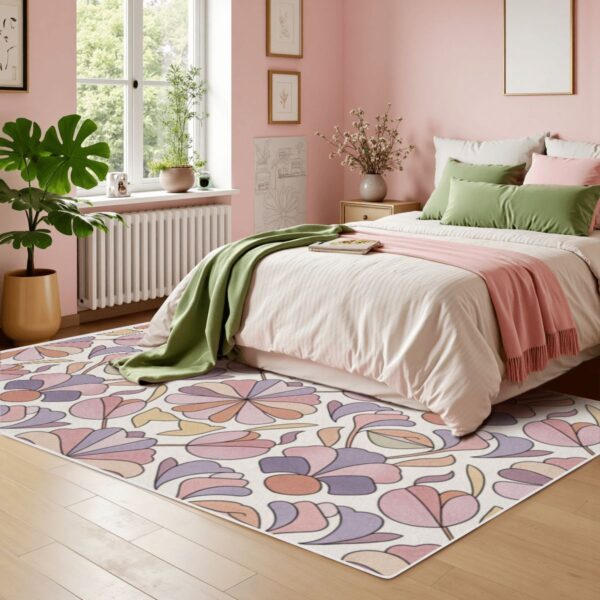 Multi-Colored Floral Pattern Rug - Image 3