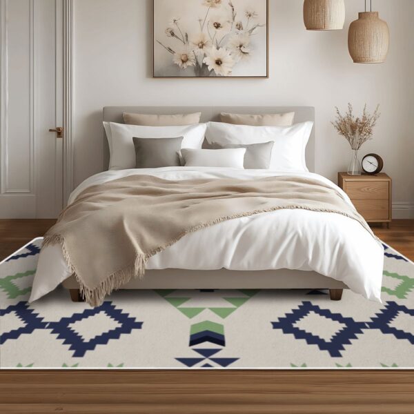 Blue and Green Tribal Pattern Rug - Image 4