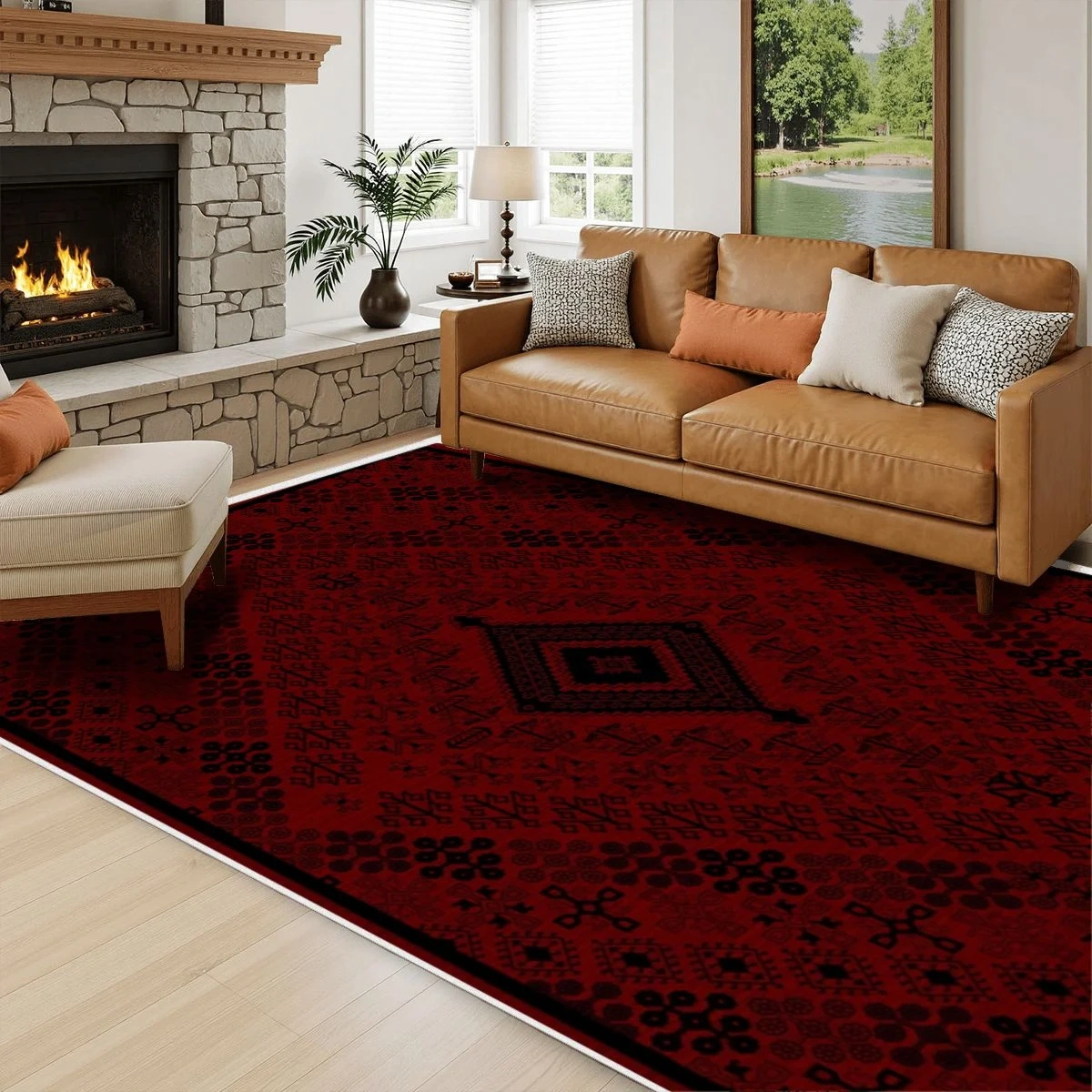 Garnet Modern Tribal Washable Rug - Image 6