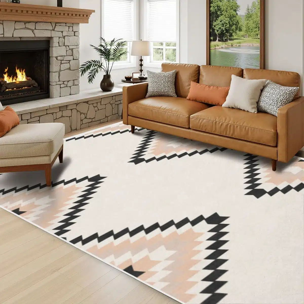 Tribal Echo Cream Washable Rug - Image 6