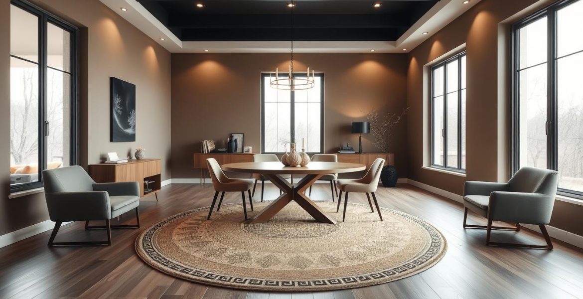 Dining Room Decor With Round Rug